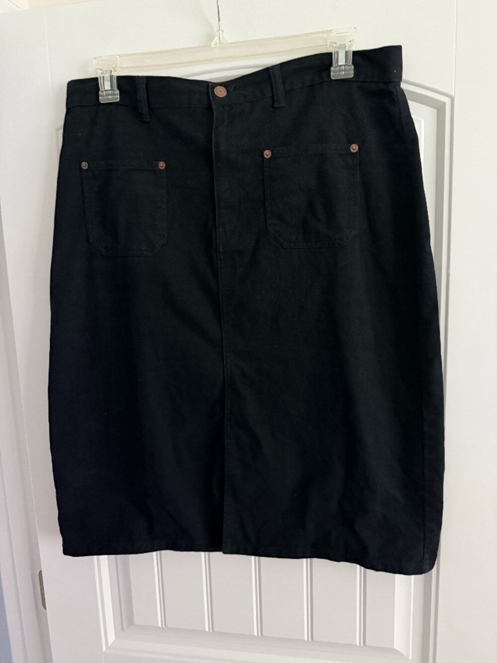 Bill Blass Black Jean A-Line Midi Skirt - Size 18W - PreLoved